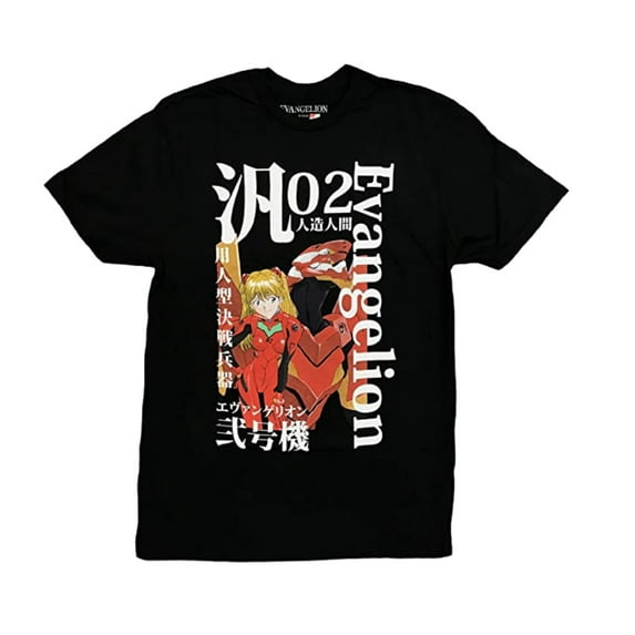Neon Genesis Evangelion Asuka and Evangelion Unit-02 Anime Officially Licensed Adult T-Shirt