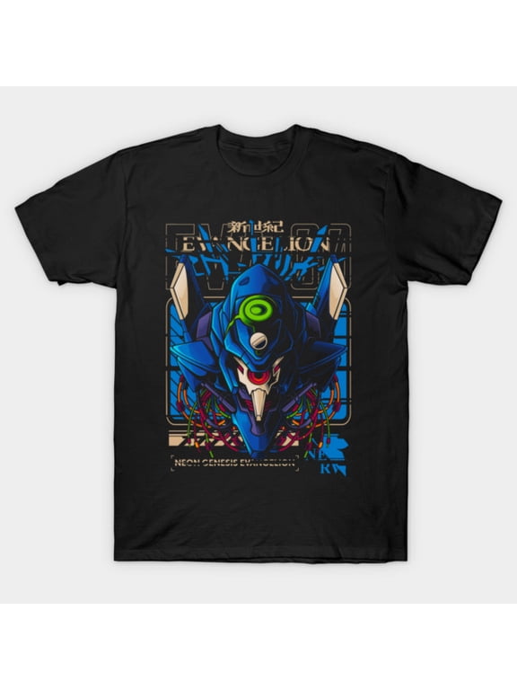 Neon Genesis Evangelion Eva Unit Blue Prototype Wired Cyber T-Shirt Sizes S-5Xl GooGate