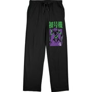 Neon Genesis Evangelion Men's Black Graphic Sleep Pajama Pants-X-Large