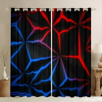 Neon Geometry Window Curtains & Drapes 38"W x 45"L Red Blue Gradient Neon Light Curtains Geometric Diamond 30%-50% Blackout Curtains for Bedroom, Modern Window Treatments Luxury Room Decor Women