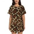 thumbnail image 1 of Neon Giraffe Print Pajamas Daily 2 Piece Kawaii Pajama Sets Female Short Sleeve O Neck Casual Pattern Nightwear, 1 of 5