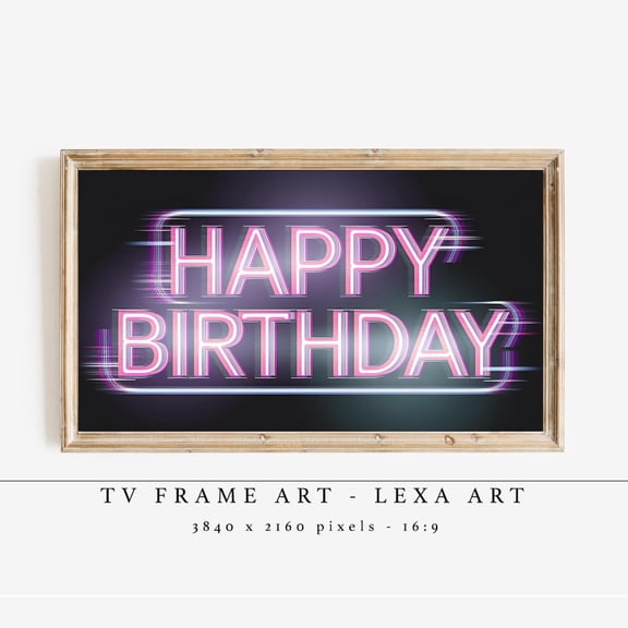 Neon Glow Happy Birthday Modern Party 80s Celebration Fun Display Poster Unframed Paper Print