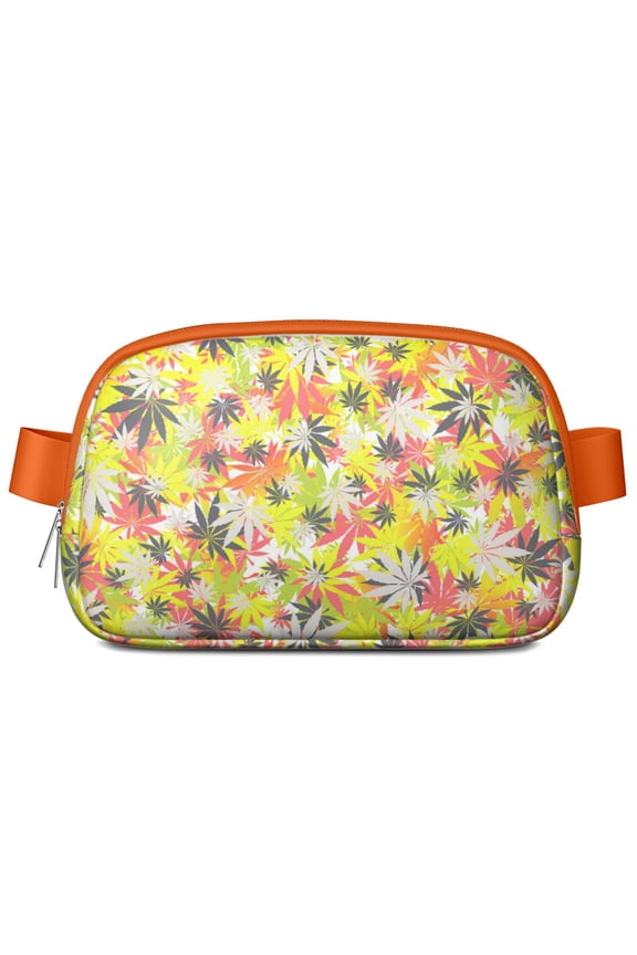 Neon Glow Marijuana Leaf Sling Bag – Trippy Weed Fanny Pack for Women with Durable Poly & Waterproof Zippers – Bold Cannabis Waist Pack for Festivals & Road Trips