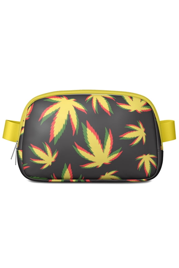 Neon Glow Marijuana Leaf Sling Bag – Trippy Weed Fanny Pack for Women with Durable Poly & Waterproof Zippers – Bold Cannabis Waist Pack for Festivals & Road Trips