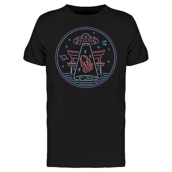 Neon Glow Octopus Abduction T-Shirt Men -Image by Shutterstock, Male XX-Large