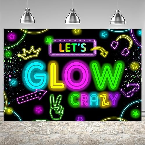 Neon Glow Party Decorations Supplies Backdrop 7x5ft Glow in The Dark ...