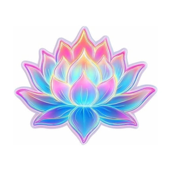 Neon Gradient Lotus Toilet Sticker Waterproof PVC Bathroom Night Decor Wall