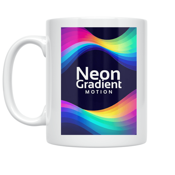 Neon Gradient Motion Art - Creative Workspace - 11 oz Ceramic Coffee Mug