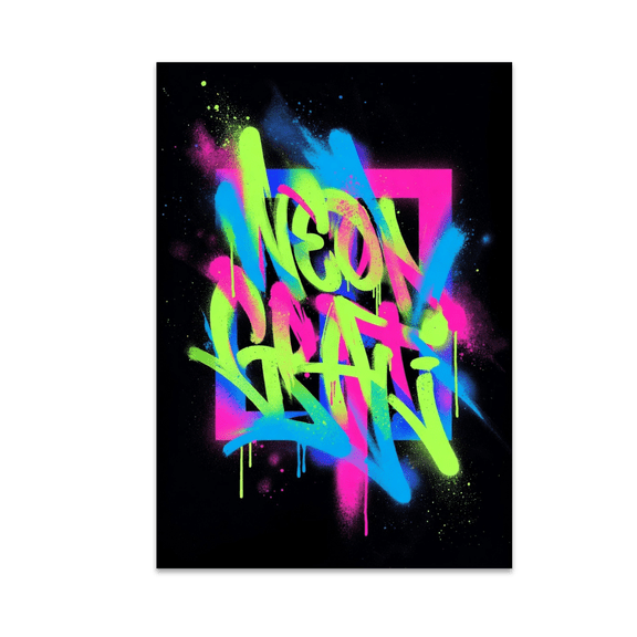 Neon Graffiti Splash Art - Urban Art Enthusiast - 13x19 Poster Print