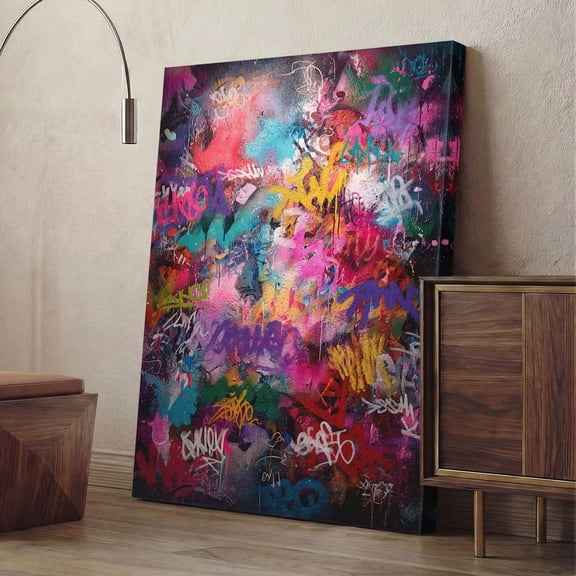 Neon Graffiti Street Poster, Unframed Paper Poster 8x10in