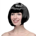thumbnail image 1 of Neon Green Bob Wig with Flat Bangs - 12 Inch Heat Resistant Synthetic Short Hair Wig with Wig Cap for Halloween, Cosplay, Parties, 1 of 9