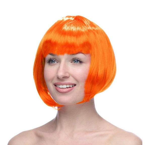 Neon Green Bob Wigs with Flat Bangs Include Wig * 12 Inch Synthetic Fiber