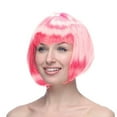 thumbnail image 1 of Neon Green Bob Wigs with Flat Bangs Include Wig * 12 Inch Synthetic Fiber, 1 of 1