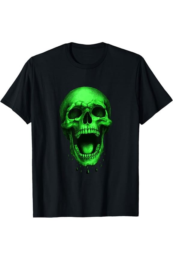 Neon Green Halloween Skull – Freaky! T-Shirt, Unisex T-Shirt