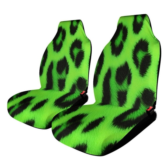 Neon Green Leopard Print Car Seat Covers Front Seats Universal Fit for Cars SUV Truck Auto Interior Accessories