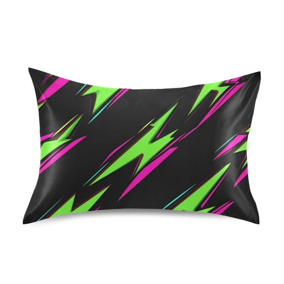 Neon Green Lightning Pillowcase Queen Size Luxury Silky Soft Wrinkle Resistant Envelope Closure 30x20in