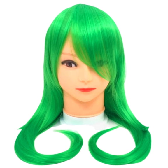 Neon Green Long Curled Wig