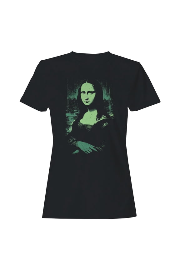 Neon Green Mona Lisa Print Women's T-shirt