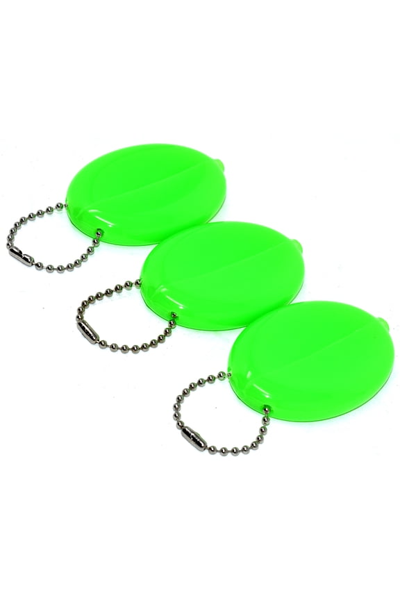 Neon Green Oval Squeeze Coin Holder 3 units | Holds Change & small items | Multi-Purpose | Made in USA