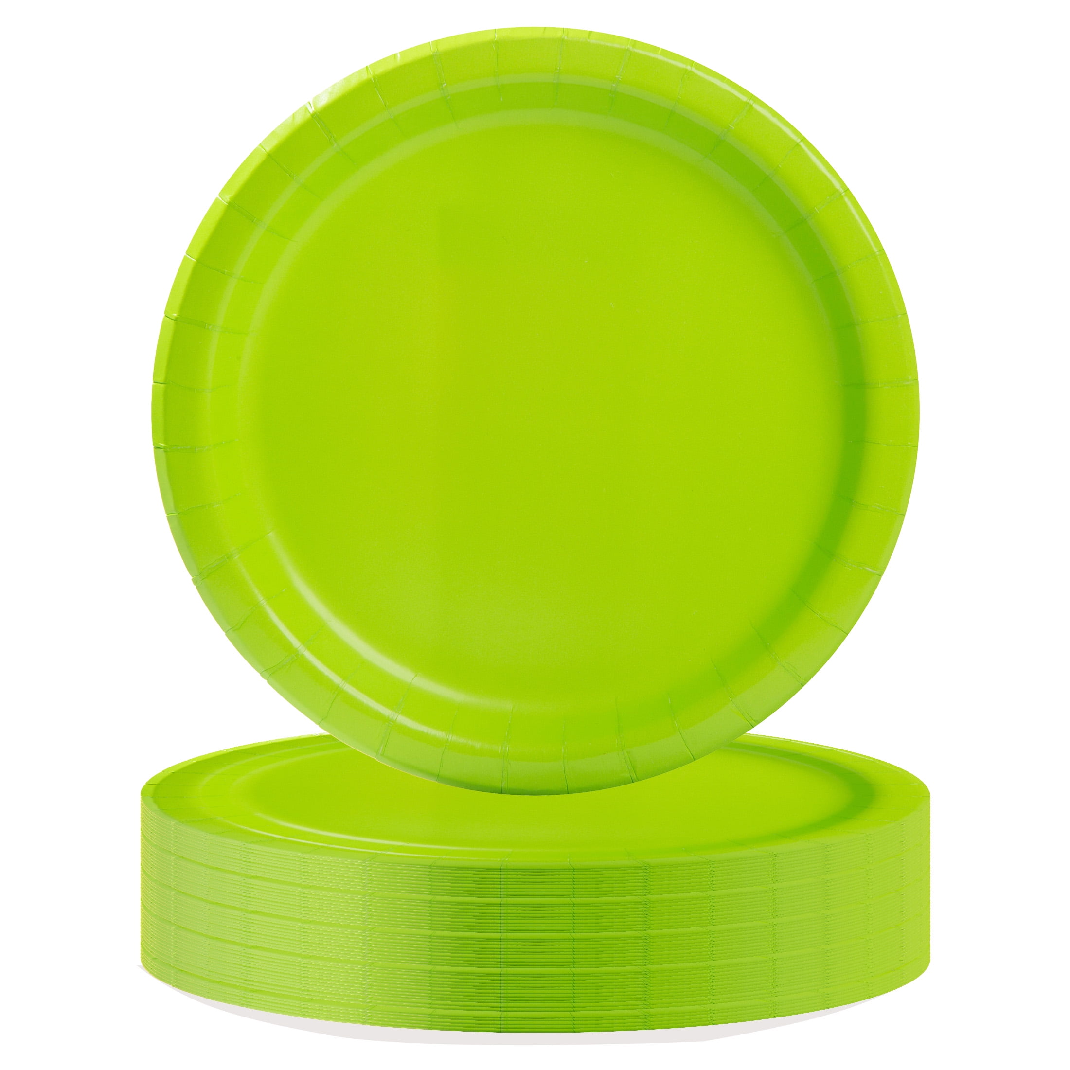 Disposable Paper Plates, 9", Neon Green, 55 Pieces, by Way To Celebrate