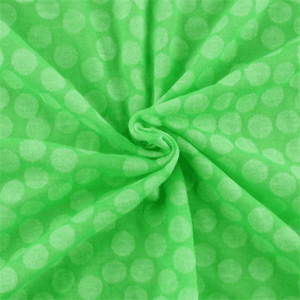 Neon Green Polka Dot Jersey Knit, Fabric By the Yard
