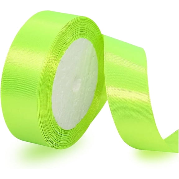 Neon Green Satin Ribbon 3/4 Inch, 25 Yards Satin Fabric Ribbon for Gift Wrapping, Flower Bouquets, Hair Bows Making, DIY Sewing Projects, Wedding Party and Christmas Decorations