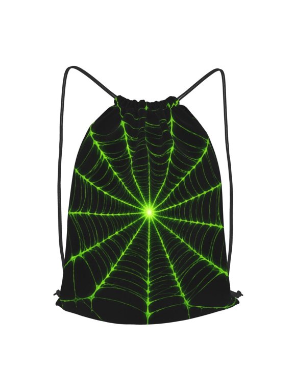 Neon Green Spectral Web Drawstring Backpack Gym String Bag Sports Sackpack Cinch Sack, S