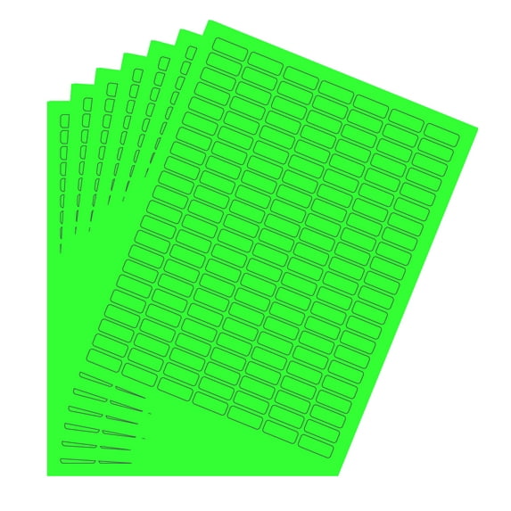 Neon Green Sticker Label Sheets Bulk Printable Paper Labels 1 inch x 0.375 inch - 1540 Pack, 10 Sticker Sheets for Laser/ Inkjet Printers with Template Included by Royal Green