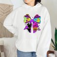 thumbnail image 1 of Neon Halloween Bow Long Sleeve Tops Spooky Pumpkin Haunted House Hoodies Graphic Tees Casual Sweatshirts Cotton Shirts for Daily Outfits White,S, 1 of 5