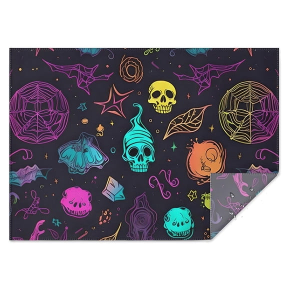 Neon Halloween Pattern Rectangle Tablecloth 60"x84",Waterproof Polyester Rectangle Table Cloth, Wipeable Spillproof Polyester Tablecloth for Dining, Camping, Indoor and Outdoor