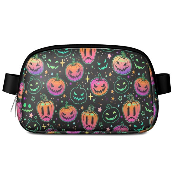 Neon Halloween Pumpkins Pattern Cute Fanny Packs for Women,Travel Waterproof Crossbody Fanny Bags Waist Purse for Women Anti Theft Adjustable Strap for Running Travel Cycling