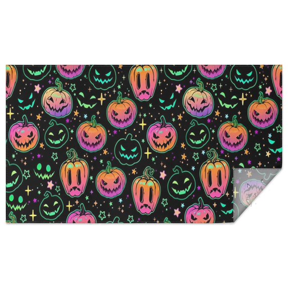 Colorful Halloween Pumpkins Rectangle Tablecloth 60"x102",Waterproof Polyester Rectangle Table Cloth, Wipeable Spillproof Polyester Tablecloth for Dining, Camping, Indoor and Outdoor