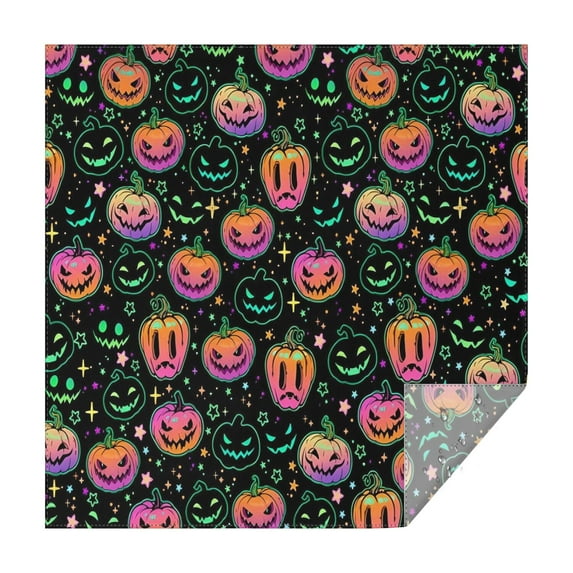 Neon Halloween Pumpkins Pattern Square Tablecloth,Waterproof Square Table Cover,Wipeable Spillproof Washable Table Cover for Home Kitchen Party Decor 42"X42"(107x107cm)