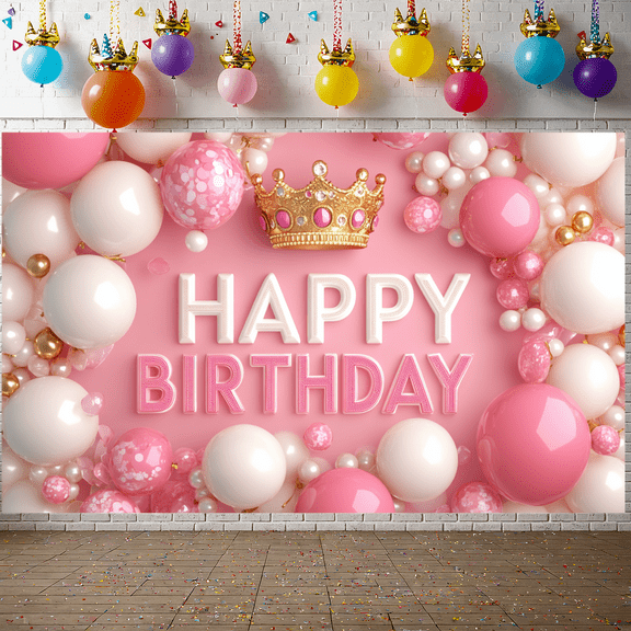 Neon Happy Birthday Backdrop 7Wx5H Feet Glow in The Dark Brick Wall Funny Graffiti Colorful Painting Splatter Polyester Fabric Modern Photography Backgrounds Photo Shoot Decor