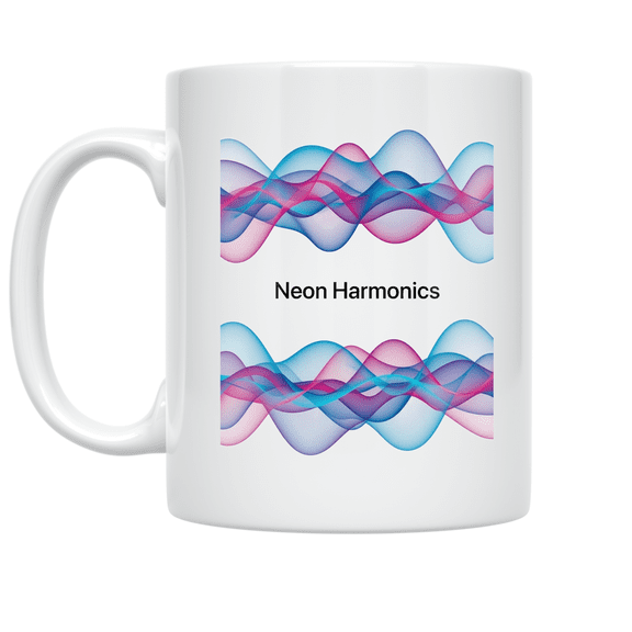 Neon Harmonics Abstract Fusion Design - Art Lover - 11 oz Ceramic Coffee Mug