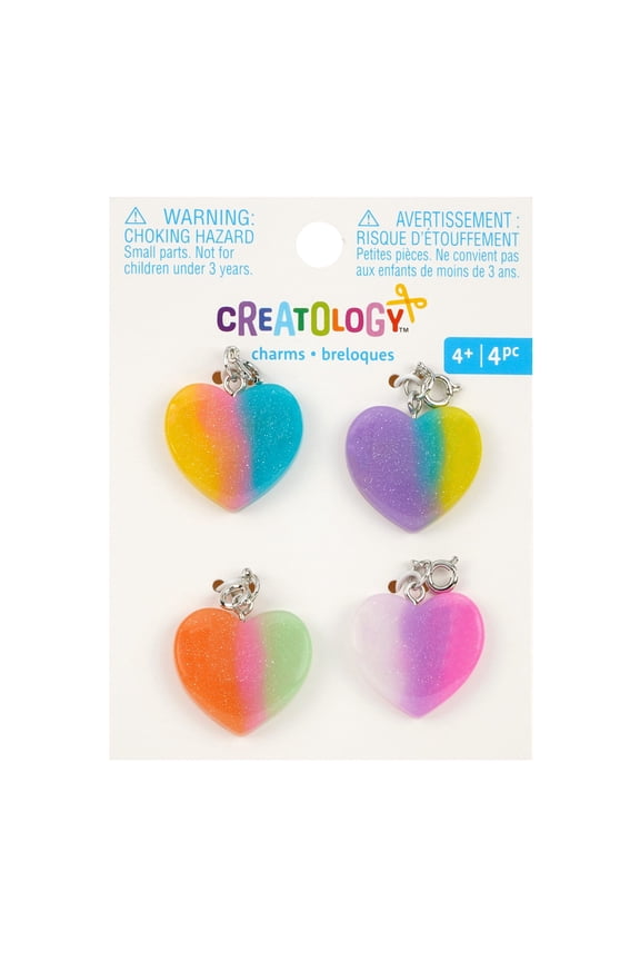 Neon Heart Charm Set - Assorted Charms for DIY Jewelry, Accessories & Kids' Crafts, 12 Pack