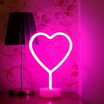 Neon Heart Light LED Neon Signs Night Light Room Decor Heart Shaped Light with Holder Base Table Neon Light for Bedroom Mother's Day Gift
