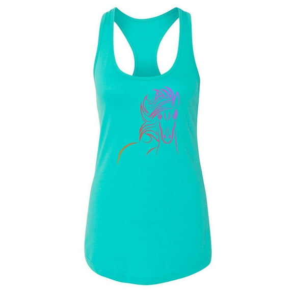 Neon Horse Outline Racerback Tank Women -SPIdeals Designs, Female XX-Large