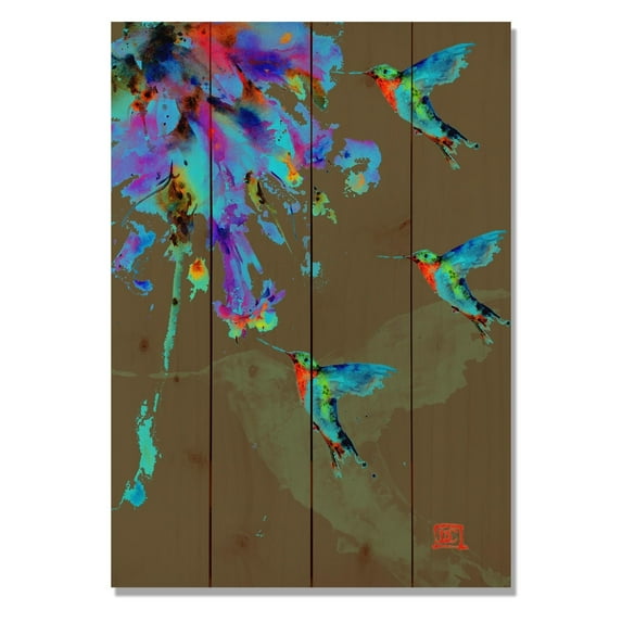 Neon Hummingbirds - 14x20 Indoor/Outdoor Wall Art - Multi-color
