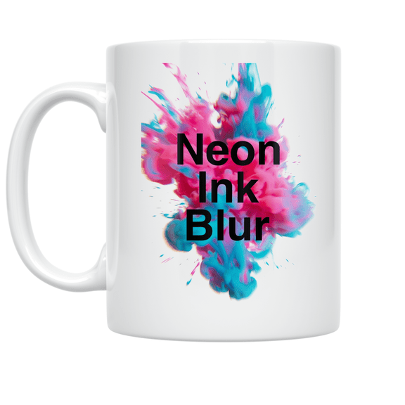 Neon Ink Blur Design - Modern Art Enthusiast - 11 oz Ceramic Coffee Mug