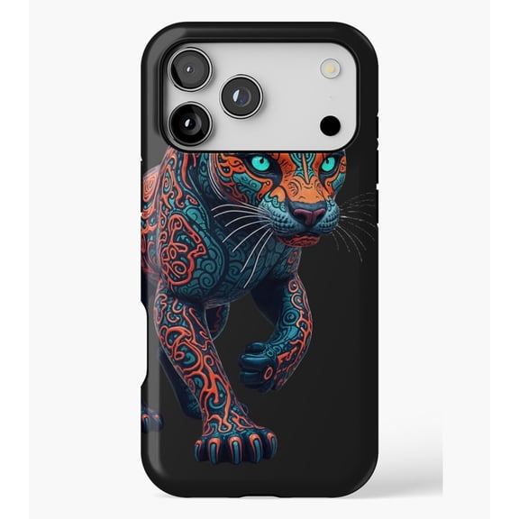 Neon Jaguar Alebrije: Techno-Folk Art M3312, Protective Case for iPhone 17 16 15 14 13 12 11 Pro Max – Modern Unisex Style