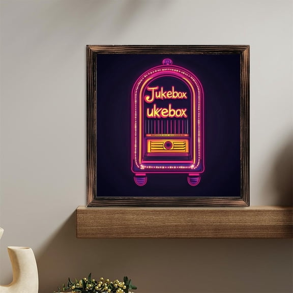 Neon Jukebox Art Wooden Sign Wall Plaque - Vintage Art Decoration, Wall Decoration - Ideal Gift For Home Decoration, Living Room, Bathroom, Bedroom, Garden, Dining, Bar, Cafe, Festival Party Decor