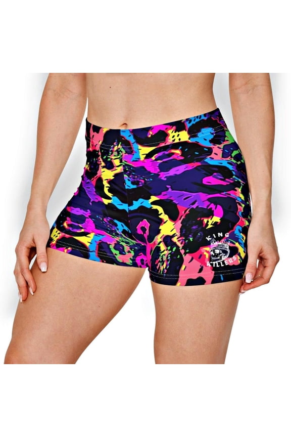 Neon Jungle Print High Waisted Shorts