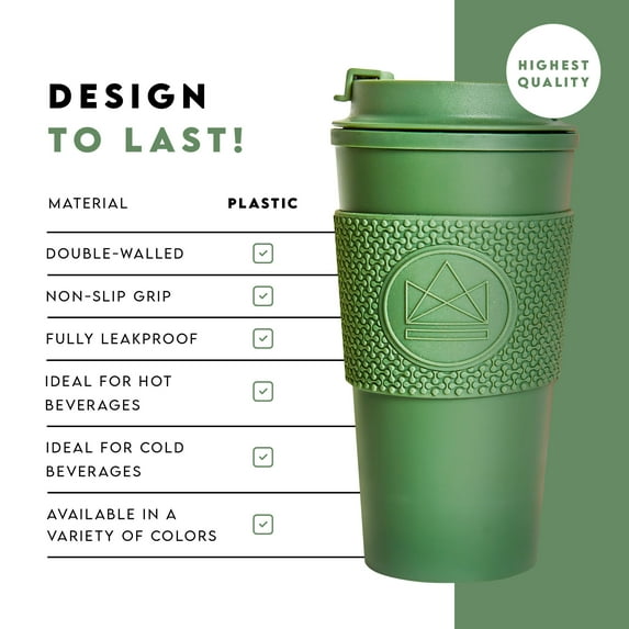 Neon Kactus 16 oz Double-Walled Eco-Friendly Leakproof ReusableTravel Mug, Black