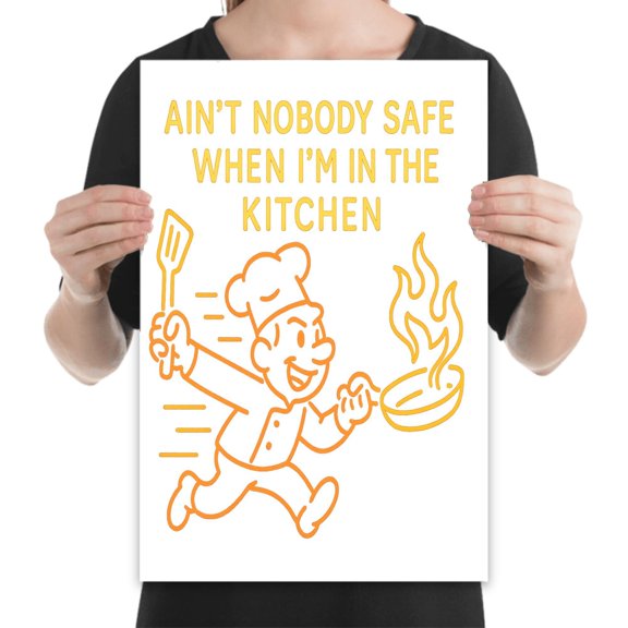 Neon Kitchen Warrior Art - Chef Decor - 13x19 Poster Print - Kitchen Wall Art