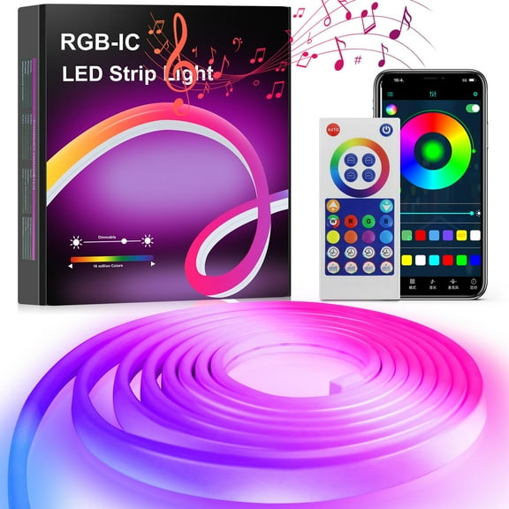 Indoor/Outdoor Neon LED Light - 9.8ft RGB-IC Rope LED Lights