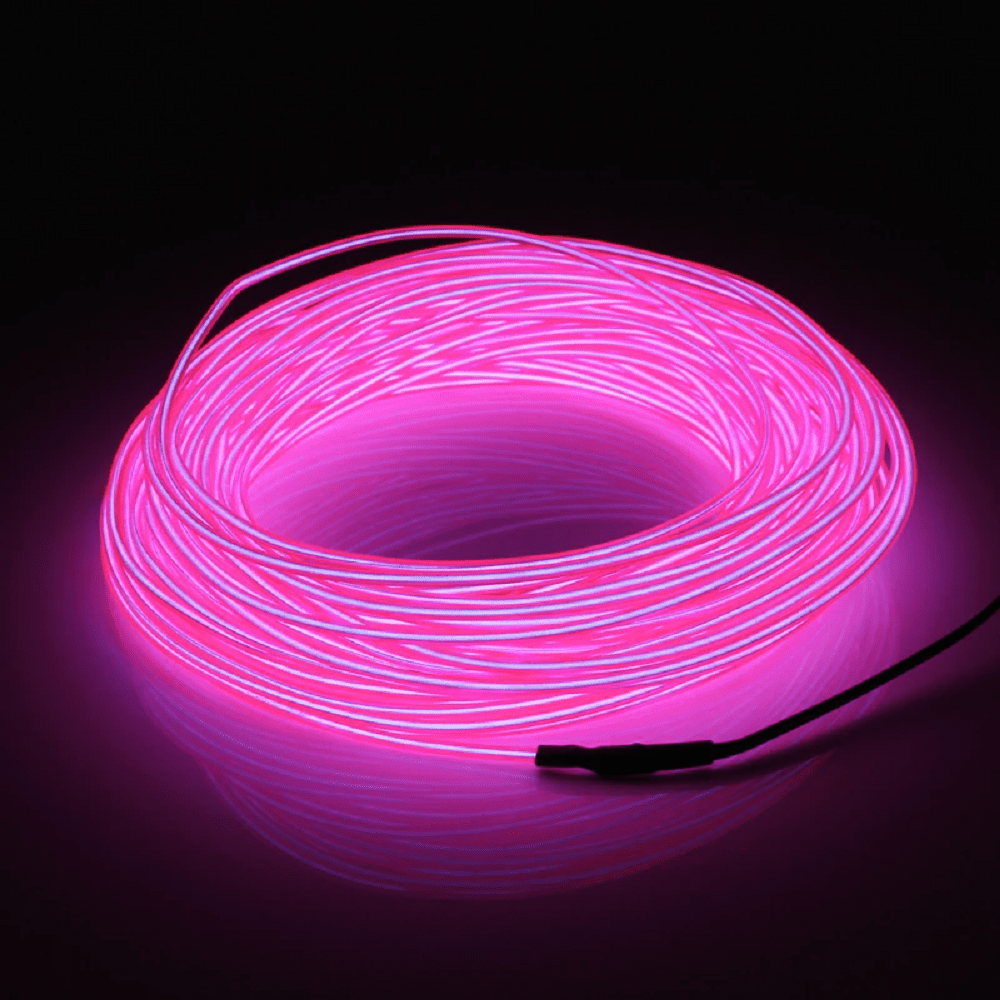 Neon LED Light Glow EL Wire String Strip Rope Tube Decoration Car Party USB  Controller Pink 10FT 