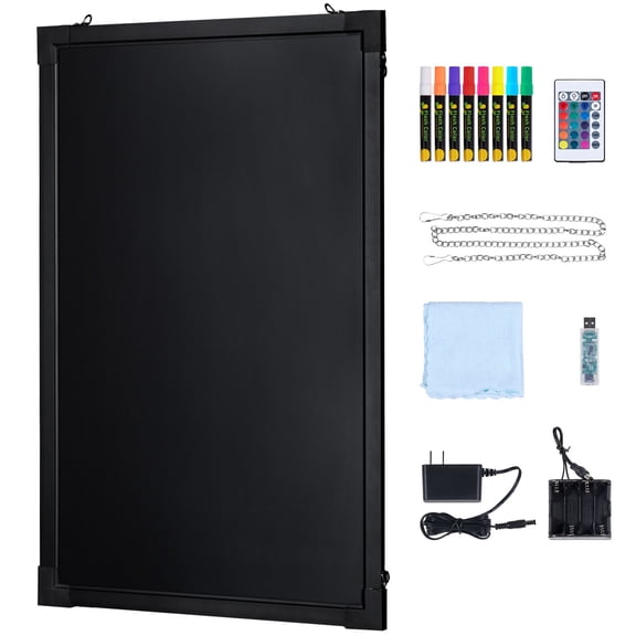 Neon LED Message Board, 24x16 Inch Light Up Menu Sign with Remote, Erasable Chalkboard Includes 8 Fluorescent Markers, UL Certified
