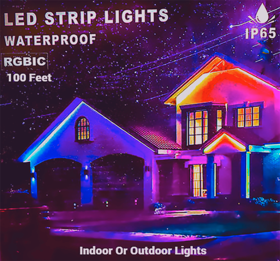 LED Strip Lights – 100ft Indoor/Outdoor for Holidays, Bedrooms, and More, image size:978x912