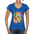 thumbnail image 1 of Neon Lab Dog Lover Shirt | Labrador Dogs Speak To Those Who Listen | Dean Russo Art Animal Lover Womenâ€™s Standard V-Neck Tee, Royal, X-Large, 1 of 6